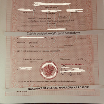 Ogłoszenie - Autentyczne Świadectwo Szkoły Średniej Liceum
