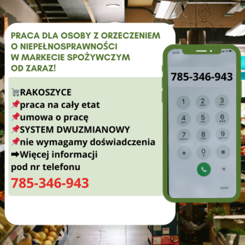 Ogłoszenie - Praca dla os. z orzecz., Dino Polska S.A., Rakoszyce