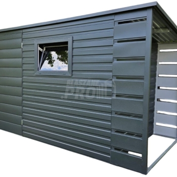 Ogłoszenie - Schowek - Domek Ogrodowy 3x2 - wiata 0,5x2 - drzwi - okno - antracyt - dach spad w tył GP626