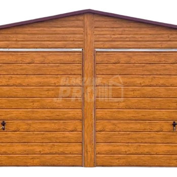 Ogłoszenie - Garaż blaszany 6x6 - 2x brama - 2x okno - drzwi - jasny orzech - drewnopodobny - Dach dwuspadowy - rynny GP633