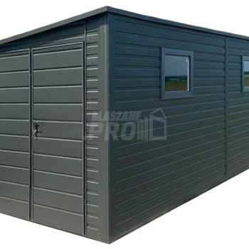 Ogłoszenie - Schowek - domek ogrodowy 2x5m - Brama dwuskrzydłowa - 2x okno - antracyt - dach spad w bok GP625