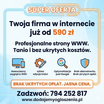 Ogłoszenie - Strona internetowa już od 590 zł - BEZ PRZEPŁACANIA!