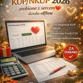 Ogłoszenie - Darmowy kalkulator KUP/NKUP 2026 – proste rozliczanie leasingu