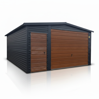 Ogłoszenie - Garaż Blaszany dwuspadowy 4x6m w kolorze Ciemny Grafit MAT + Złoty DĄB wykonany z profili ocynkowanych