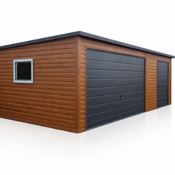 Ogłoszenie - Garaż Blaszany Blaszak Wiata  5x5m Drewnopodobny Spad na Tył Brama Uchylna Grafit