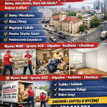 Ogłoszenie - Opróżnianie Mieszkań, Piwnic,+ Wywóz Śmieci + Przeprowadzki | Warszawa i okolice