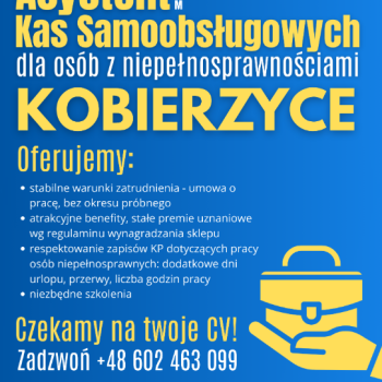 Ogłoszenie - Asystent/-ka kas samoobsługowych Kobierzyce