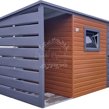 Ogłoszenie - Schowek - domek ogrodowy 2,5x2m + wiata 0,5m - drzwi - okno - złoty dąb - drewnopodobny - dach spad w tył ID996