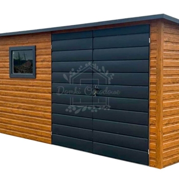 Ogłoszenie - Schowek - domek ogrodowy 3,8x2,5m - wiata 3m - drzwi - okno  drewnopodobny - czarny - dach spad w tył ID1050 - Ciechanów - 5 990,00 zł