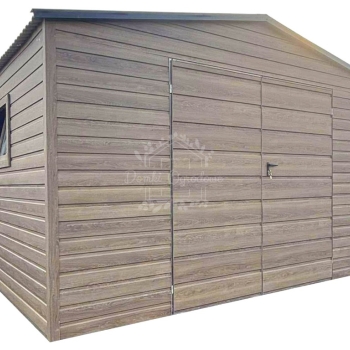 Ogłoszenie - Schowek - domek ogrodowy 4x3m - brama dwuskrzydłowa - okno - winchester - drewnopodobny - dach dwuspadowy ID1055