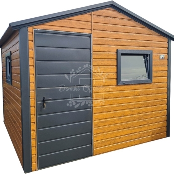 Ogłoszenie - Schowek - domek ogrodowy 3x2,5m - drzwi - 2x okno - jasny orzech - drewnopodobny - dach dwuspadowy ID991