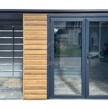 Ogłoszenie - Schowek - domek ogrodowy 3,5x2m - wiata 2m - drzwi PCV - winchester - drewnopodobny - dach spad w tył ID1104