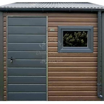 Ogłoszenie - Schowek - domek ogrodowy 2,5x2,5m - drzwi - okno - ciemny orzech - antracyt - dach spad w przód - rynny ID1128