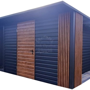 Ogłoszenie - Schowek - domek ogrodowy 4x4 - drzwi - okno - antracyt - dekor z lameli - dach spad w tył ID1107