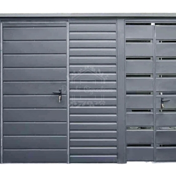 Ogłoszenie - Schowek - domek ogrodowy 3x2m - wiata 1,5m - drzwi - antracyt - dach spad do tyłu ID1130