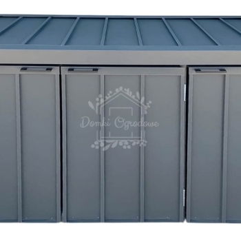 Ogłoszenie - Zabudowa koszy na śmieci wiata śmietnikowa obudowa kubłów 177x65x110 cm 3x120L antracyt + jasny orzech ID1151