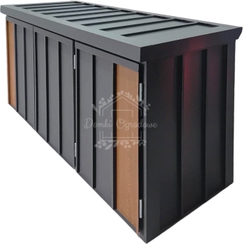 Ogłoszenie - Zabudowa koszy na śmieci wiata śmietnikowa obudowa kubłów 177x65x110 cm 3x120L antracyt + jasny orzech ID1150