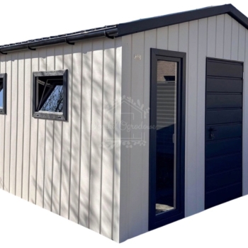 Ogłoszenie - Domek ogrodowy 3x4 - drzwi - 4 x okno - biały - antracyt - blachodachówka - rynny - dach dwuspadowy ID1160