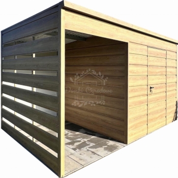 Ogłoszenie - Schowek domek ogrodowy + wiata 1,5m - drzwi - winchester - drewnopodobny - dach spad w tył ID1079