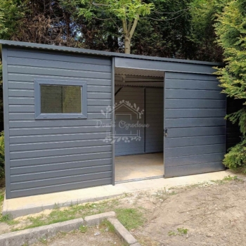 Ogłoszenie - Schowek - domek ogrodowy 4x2m - drzwi przesuwne - okno - antracyt - dach spad w tył ID1085