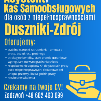 Ogłoszenie - Asystent/-ka kas samoobsługowych Duszniki-Zdrój