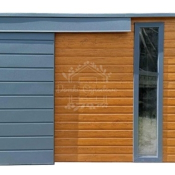 Ogłoszenie - Schowek - domek ogrodowy 4,5x2,5m - wiata 0,5m - drzwi przesuwne - okno drewnopodobny - dach spad w tył ID1087