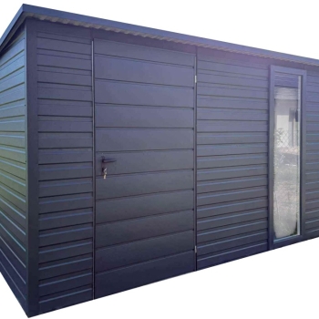 Ogłoszenie - Schowek - Domek 3,5x2m - drzwi - okno - antracyt - rynna - dach spad w tył ID1044 - 5 550,00 zł