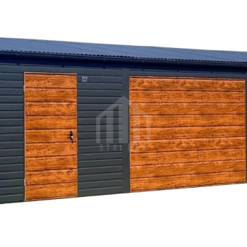 Ogłoszenie - Garaż blaszany 9x6m - wiata 2m - 2x brama uchylna - drzwi - 4x okno - antracyt - rynna - dach dwuspadowy odwrócony SO156