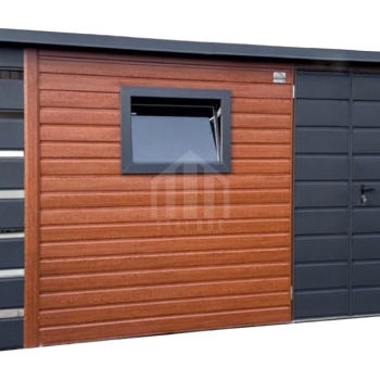 Ogłoszenie - Schowek - domek ogrodowy 3x2 m + wiata 1x2 m - drzwi - okno - drewnopodobny - dach spad w tył  SO178