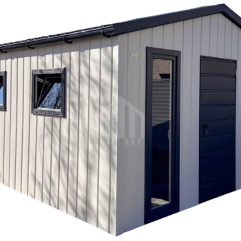 Ogłoszenie - Domek ogrodowy 3x4 - drzwi - 4 x okno - biały - antracyt - blachodachówka - rynny - dach dwuspadowy SO183