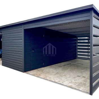 Ogłoszenie - Garaż blaszany 6x6 + wiata 3x6m - brama uchylna - drzwi - antracyt - dach spad w tył  SO186