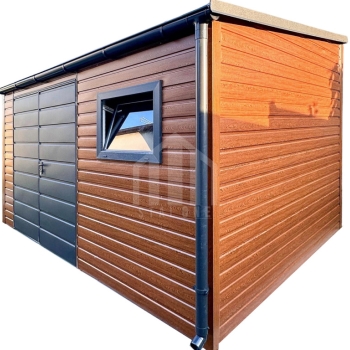 Ogłoszenie - Schowek - domek ogrodowy 4x2m - brama dwuskrzydłowa - okno - złoty dąb - drewnopodobny - rynna - dach spad w przód SO159