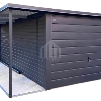 Ogłoszenie - Garaż blaszany 3x6m - wiata 1,5m - brama uchylna - antracyt - rynna - dach spad w tył  SO155