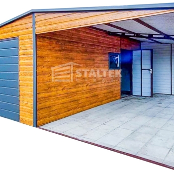 Ogłoszenie - Garaż Blaszany 4x6m + Wiata 4x6m - Brama Uchylna - Okno - Drzwi  Drewnopodobny - dach Dwuspad ST136