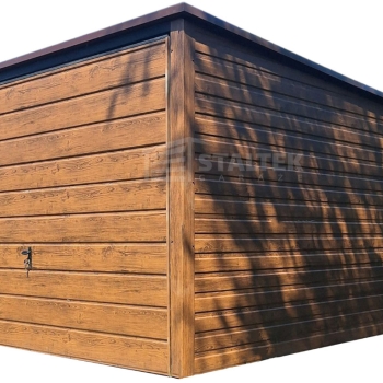 Ogłoszenie - Garaż blaszany 3x4 Brama uchylna - jasny orzech drewnopodobny - Spad w tył ST121