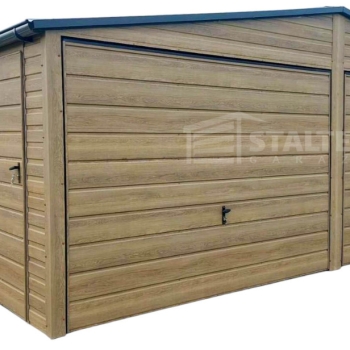 Ogłoszenie - Garaż blaszany 6x5,8m - 2x brama uchylna - drzwi - okno - winchester - drewnopodobny - rynny - dach dwuspadowy ST137