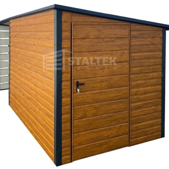 Ogłoszenie - Schowek - Domek Ogrodowy 3x2m + wiata 3m -  Drzwi  - jasny orzech - dach spad w tył ST129