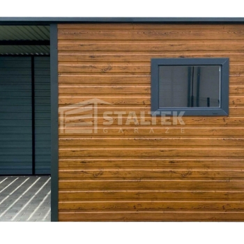 Ogłoszenie - Schowek - Domek Ogrodowy 3x2m + wiata 1,5m -  Drzwi  - okno - jasny orzech - dach spad w tył ST134