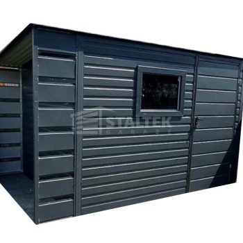 Ogłoszenie - Schowek - domek ogrodowy 2,5x2,5m + wiata 0,5m - drzwi - okno - antracyt - dach spad w tył ST141