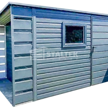 Ogłoszenie - Schowek - Domek Ogrodowy 2,5x2,5m + Wiata 0,5 - Drzwi - Okno - Antracyt - Dach spad w tył ST143