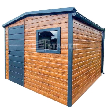 Ogłoszenie - Schowek domek ogrodowy 3x4m - drzwi - okno - jasny orzech - drewnopodobny - antracyt - blachodachówka rynny ST145