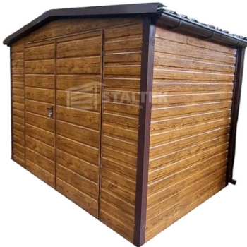 Ogłoszenie - Schowek - domek ogrodowy 3x2m - Brama dwuskrzydłowa - jasny orzech - drewnopodobny - rynny - dach dwuspadowy ST147