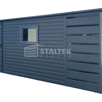 Ogłoszenie - Schowek - Domek ogrodowy 3,8x2,5m + wiata 1,2m - drzwi - okno - Antracyt - dach spad w tył ST149