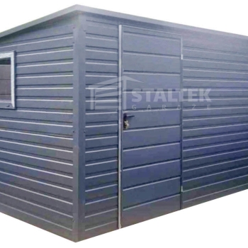 Ogłoszenie - Schowek - Domek Ogrodowy 4x2,5 + Wiata 1,5m - 2x Drzwi - Okno - antracyt - dach spad w tył ST150