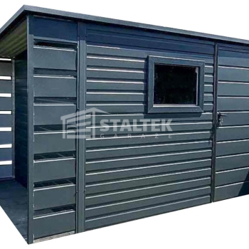 Ogłoszenie - Schowek - Domek Ogrodowy 3x2 + wiata 0,5m - Drzwi - okno - antracyt - dach spad w tył ST104