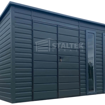 Ogłoszenie - Schowek - Domek Ogrodowy 4,5x3 - Brama - 2x okno - antracyt - dach spad w tył ST128 - Września - 6 270,00 zł