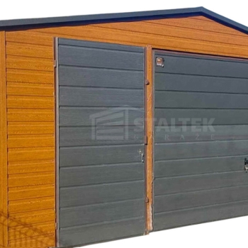 Ogłoszenie - Garaż blaszany 5x5 Brama + drzwi + okno - złoty dąb drewnopodobny Dach dwuspadowy ST118