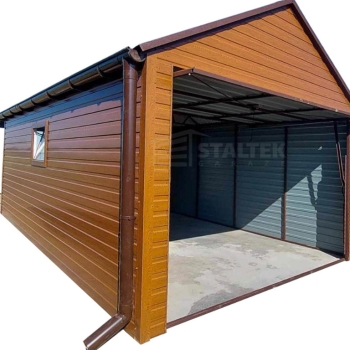 Ogłoszenie - Garaż blaszany 3x5 - Brama uchylna - drzwi - okno - jasny orzech - drewnopodobny - rynny - dach dwuspadowy ST123