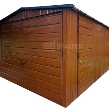 Ogłoszenie - Garaż blaszany 3x5 Brama uchylna - drzwi - jasny orzech - drewnopodobny -  dach dwuspadowy ST124