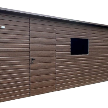 Ogłoszenie - Schowek - domek ogrodowy 6x3m - wiata 3m - drzwi - otwór na okno - ciemny orzech - drewnopodobny - dach spad w bok ID105